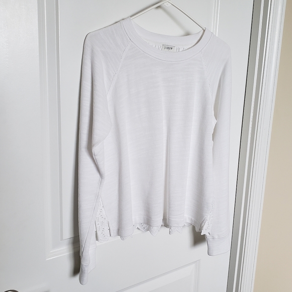 J.Crew Factory White Eyelet Back Sweatshirt - Picture 4 of 11